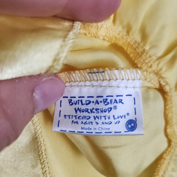 2009 Build a Bear Yellow Satin Rose Top & White Embroidered Jeans Set #1004720 - Picture 11 of 12
